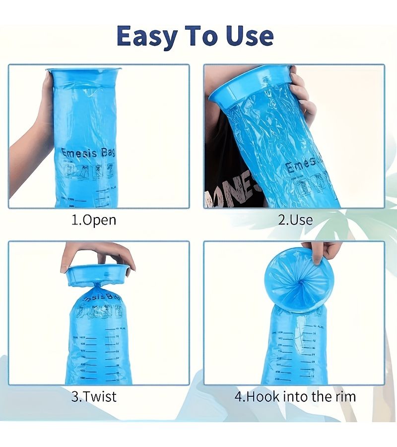 Disposable Vomit Bags Pack Of 5 Leak Proof Odorless Easy Open For Travel Vehicle Pregnancy High Quality Durable PE Material - Image 5