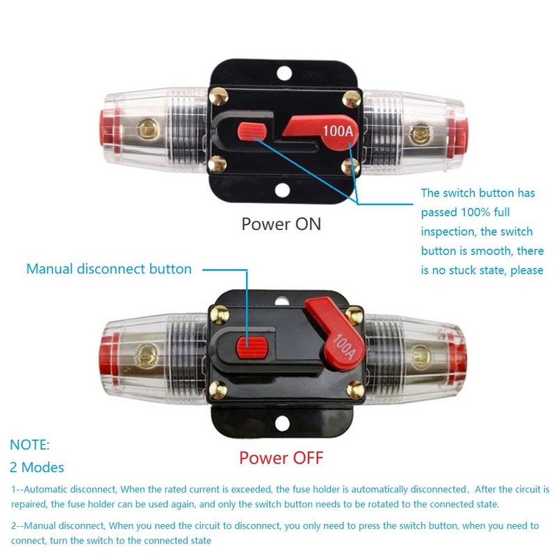RVCAZON Store STETION Car Audio 100 Amp Resettable Fuse Circuit Breaker Car Protect for Audio System Fuse 12-24V DC for Car Audio Amps Overload Protection Fuse (100A)… - Image 3