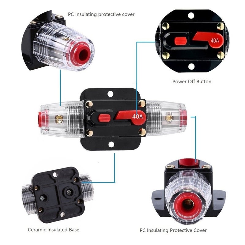 RVCAZON Store STETION Car Audio 100 Amp Resettable Fuse Circuit Breaker Car Protect for Audio System Fuse 12-24V DC for Car Audio Amps Overload Protection Fuse (100A)… - Image 4