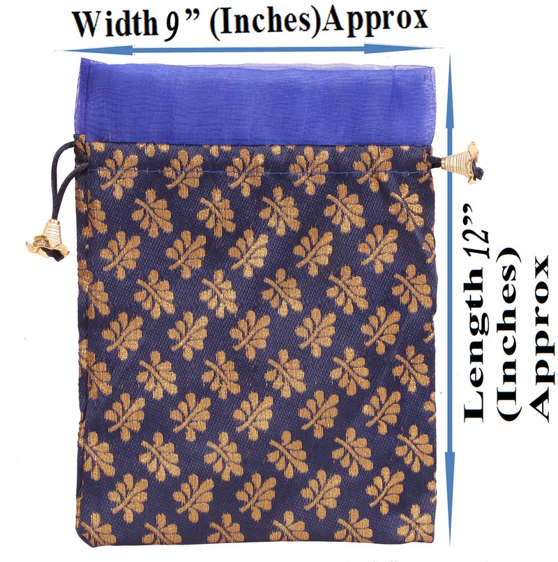 Touchstone Fabric Gorgeous Indian Traditional Paisley Motif Floral Large Drawstring Bags Pouches Potli For Gift Wedding Jewelry Packaging Bridal Party Favors Colors Set Of 20 For Women.,Multicolor - Image 2