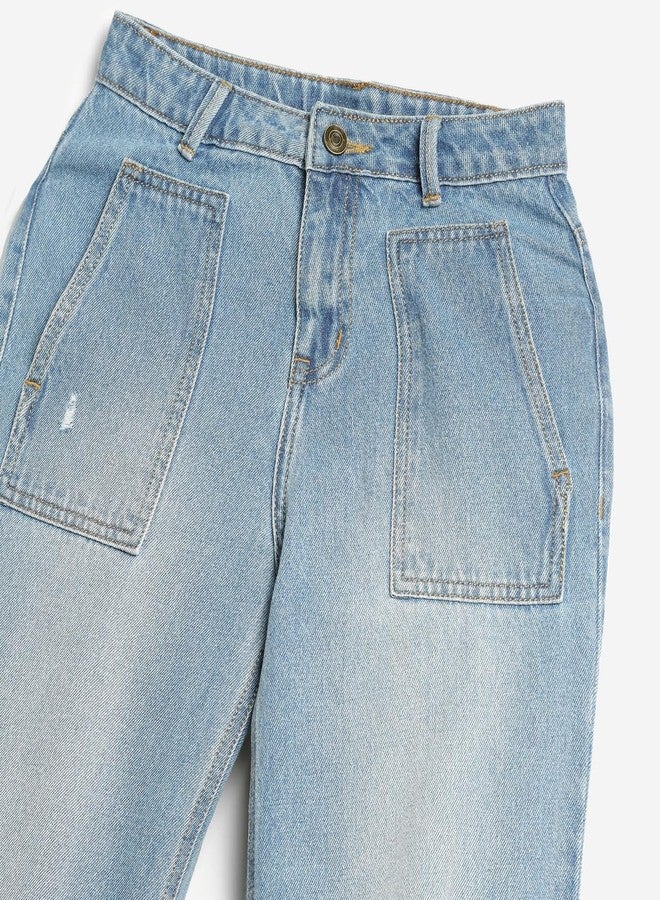 LILPICKS Girls Regular Fit Jeans Light Blue - Image 3