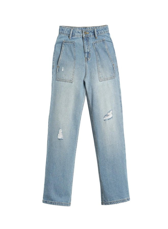 LILPICKS Girls Regular Fit Jeans Light Blue - Image 1