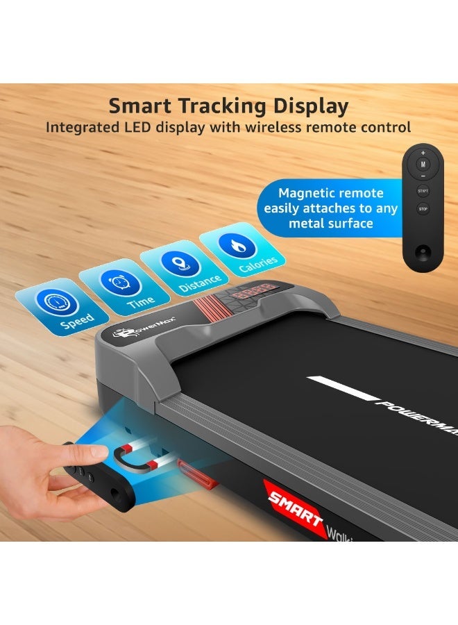 PowerMax Fitness WALKPAD-M 3HP Compact BLDC Motorized Treadmill with 8% Manual Incline for Home-Office Use with Bluetooth & Fitshow App, Walkingpad for Max User 120Kg, Top Speed 6Km/H, 950x385mm Running Deck, LED Display - Image 4