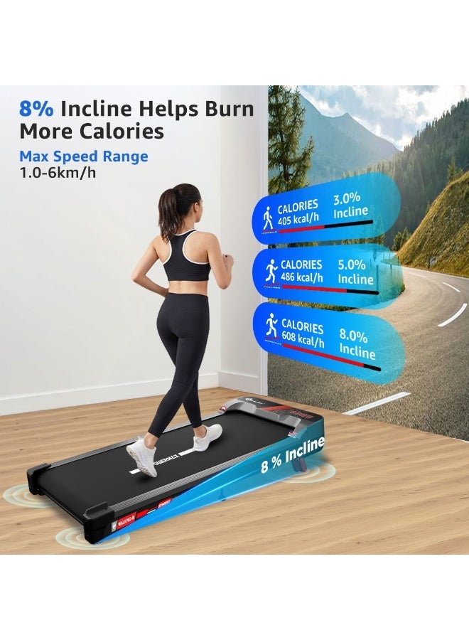 PowerMax Fitness WALKPAD-M 3HP Compact BLDC Motorized Treadmill with 8% Manual Incline for Home-Office Use with Bluetooth & Fitshow App, Walkingpad for Max User 120Kg, Top Speed 6Km/H, 950x385mm Running Deck, LED Display - Image 2