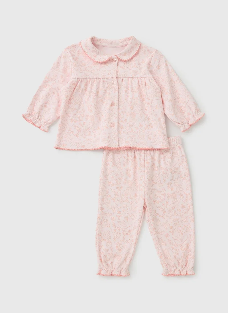 ماتلان Baby Pink Floral Button Up Pyjama Set