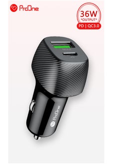 ProOne ProOne PCG19 Dual-Port 36W Fast Car Charger , PD+QC3.0 Smart Charging  - Image 1