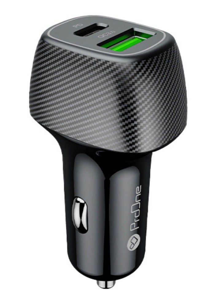 ProOne PCG19 Dual-Port 36W Fast Car Charger , PD+QC3.0 Smart Charging