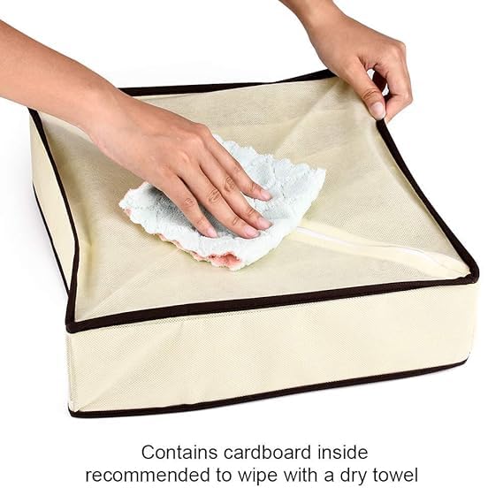 KARTUNBOX Karunbox 2 Pack Closet Socks Organizer Drawer Divider 24 Cell Collapsible Closet Cabinet Organizer Underwear Storage Boxes for Storing Socks Lingerie Black polyester nylon Beige - Image 3