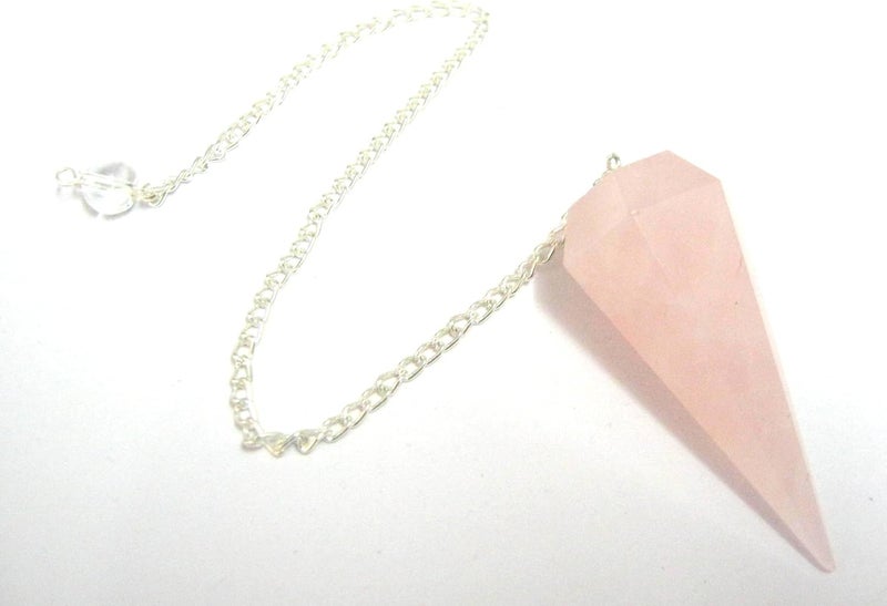 CRYSTALMIRACLE crystalmiracle Natural Rose Quartz Cone Crystal Pendulum, Crystal for Dowser Healing Crystals, Metaphysical Divination Gemstone Pendulum Crystal Reiki Feng Shui, Meditation, Gift for Men Women 