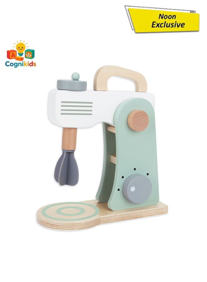 COGNIKIDS Mini Baker's Toy Mixer Set – Wooden & Plastic Kitchen Appliance for Kids with Mixing Bowl, Flour Canister & Tools – Pretend Play Baking Set for Toddlers Ages 3+ - Image 1
