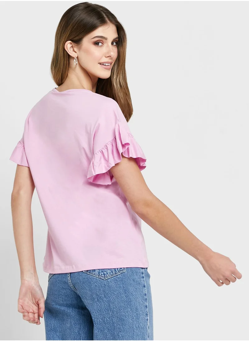 VERO MODA Ruffled Sleeve Top