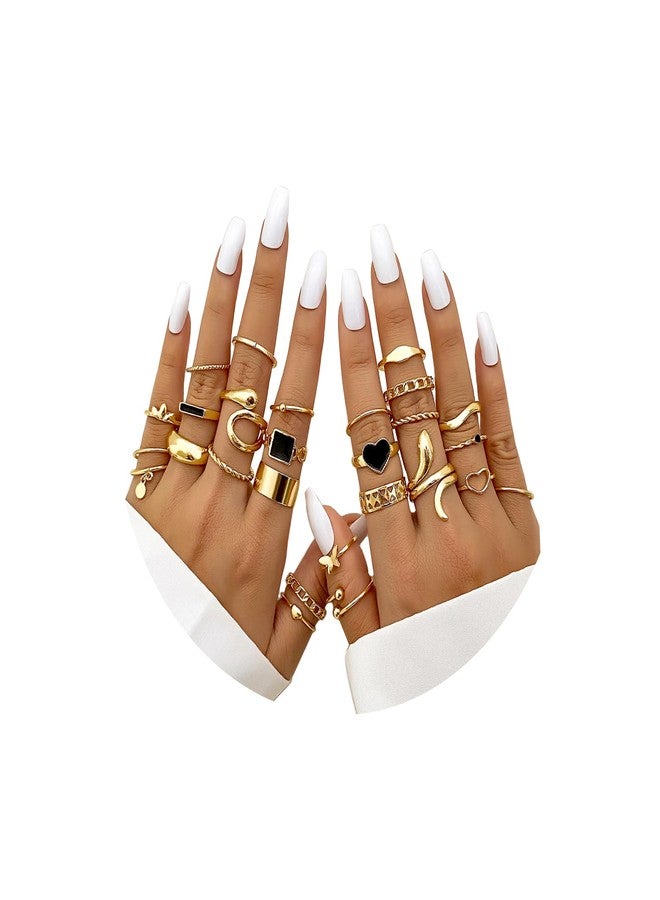FUTIMELY 27Pcs Stacking Knuckle Statement Rings Sets for Women,Vintage Snake Heart Butterfly Twist Midi Rings Party Jewelry Accessories Gifts (A:27PC) - Image 1