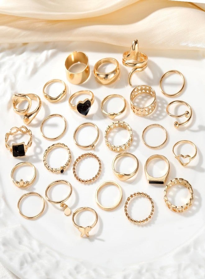 FUTIMELY 27Pcs Stacking Knuckle Statement Rings Sets for Women,Vintage Snake Heart Butterfly Twist Midi Rings Party Jewelry Accessories Gifts (A:27PC) - Image 5
