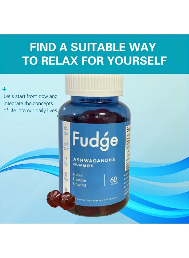 Fudge Ashwagandha & Vitamin Gummy 60 Gummies - Mixed Berry, KSM-66, Vegan, Plant Based, Non-GMO, Gluten-Free & Gelatin Free. - Image 2