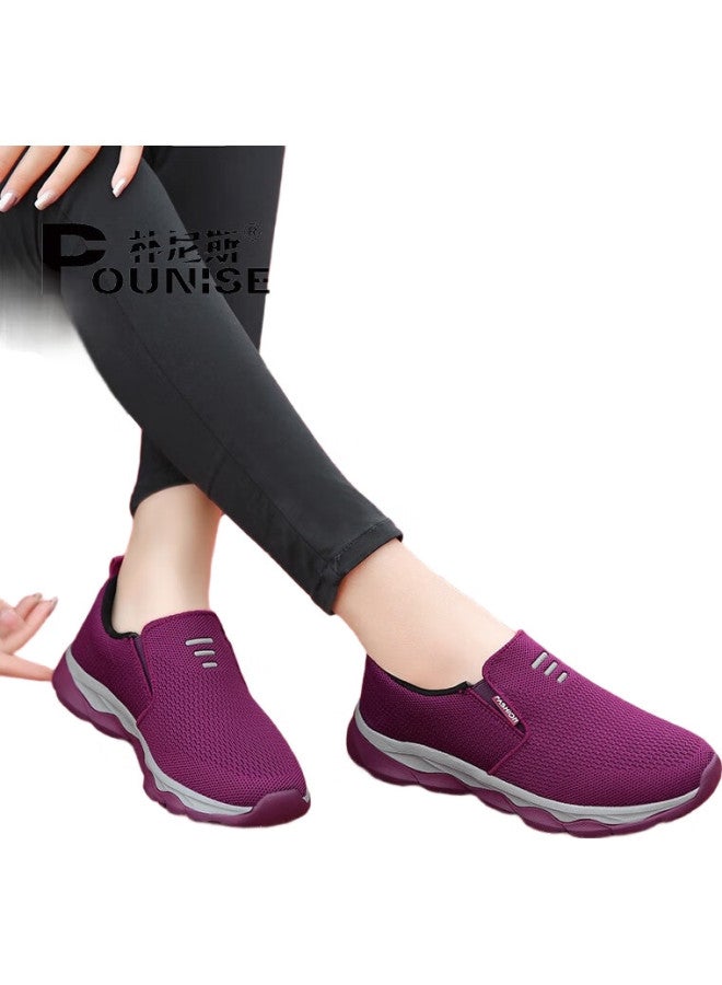 Pounise أحذية المشي لكبار السن مريحة وخفيفة الوزن أحذية الأم للنساء Pyx-Lk6952 بنفسجي مقاس 39 - Image 1