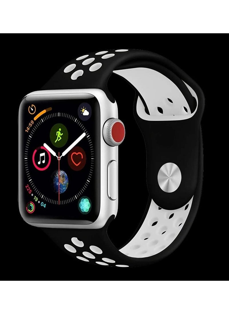 Generic - Lerobo Sport Band Compatible with Apple Watch Band 38mm 40mm 41mm for Women Men,Soft Silicone Breathable Wristband Replacement Strap for iWatch Ultra 2 SE Series 9 8 7 6 5 4 3 2 1(black white) - Image 1