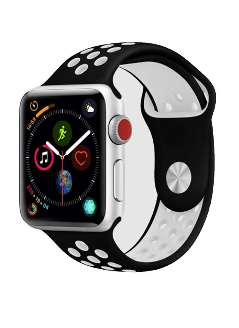 Generic - Lerobo Sport Band Compatible with Apple Watch Band 38mm 40mm 41mm for Women Men,Soft Silicone Breathable Wristband Replacement Strap for iWatch Ultra 2 SE Series 9 8 7 6 5 4 3 2 1(black white) - Image 1