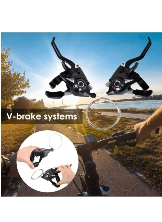 Generic - Brake Lever Combo Featuring Integrated Shifters, 3x7 Speed Shifter for optimal Bike MTB and Fixed Gear Compatibility Cables. - Image 1