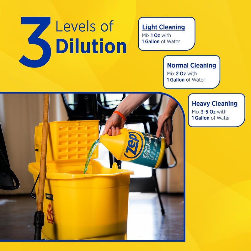 Zep Neutral pH Floor Cleaner Concentrate 1 Gallon ZUNEUT128 - Pro Trusted All-Purpose Floor Cleaner with No Residue,Blue (packaging may vary) Treated anti-rust metal - Image 4