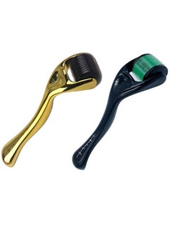Set of Derma Roller 1 mm Hair Growth Titanium 540 Needle Skin Roller  Beard Roller 0.5 mm Derma Face Roller With 540 Micro Needle Roller Titanium Skin for Face Body Beard and Hair Growth