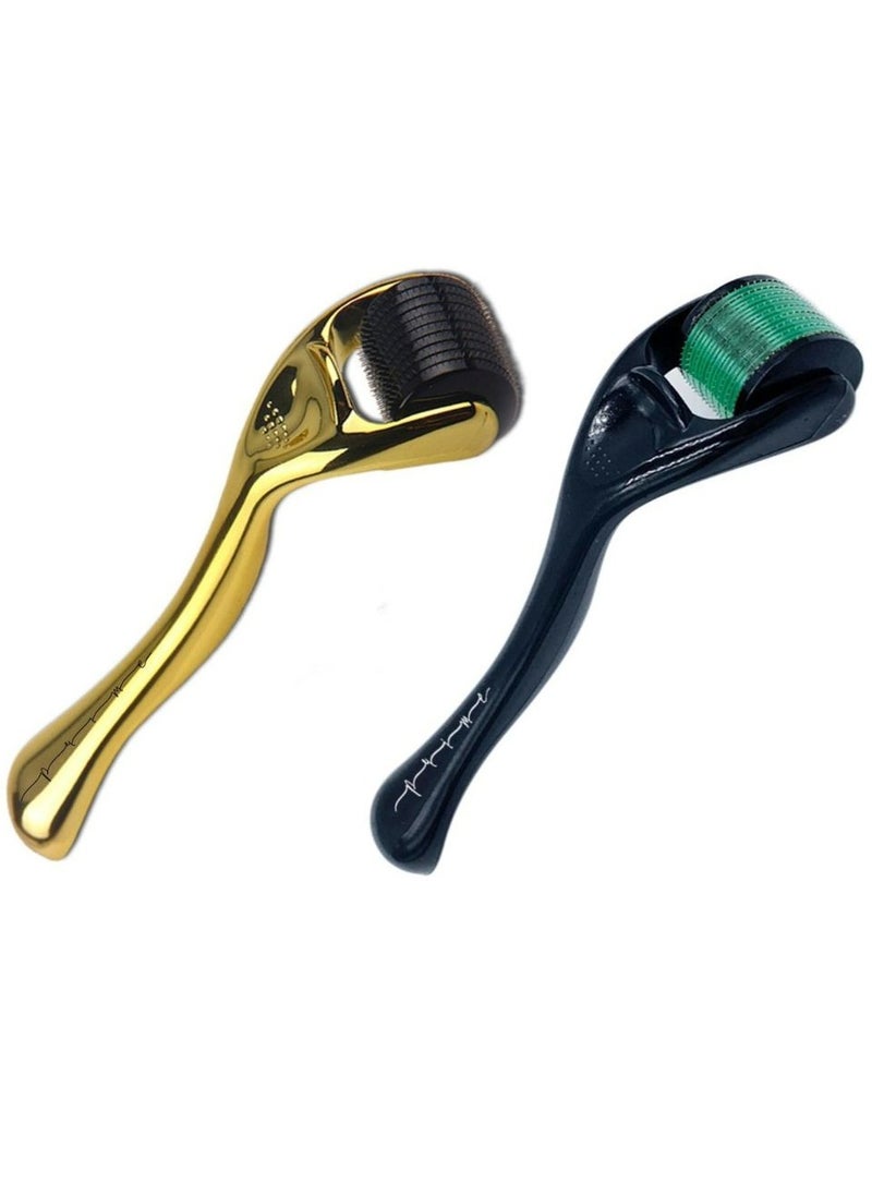 PRIME - Set of Derma Roller 1 mm Hair Growth Titanium 540 Needle Skin Roller  Beard Roller 0.5 mm Derma Face Roller With 540 Micro Needle Roller Titanium Skin for Face Body Beard and Hair Growth - Image 1