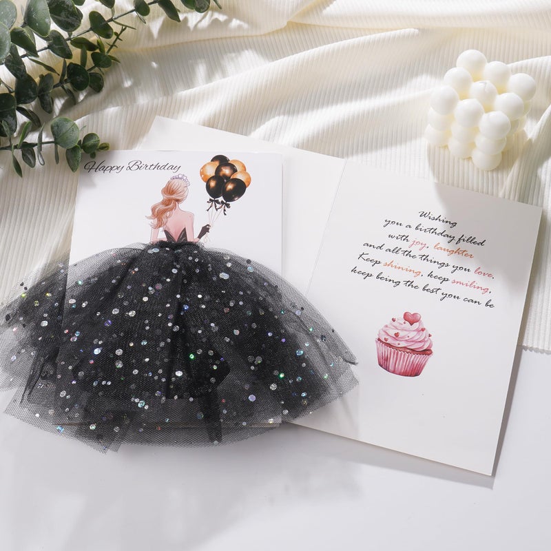 AYGXU 3D pop up birthday card,funny birthday cards for women,happy birthday card with skirt and envelope,personalized birth day cards for women daughter,mom,sister,girlfriend-black - Image 3