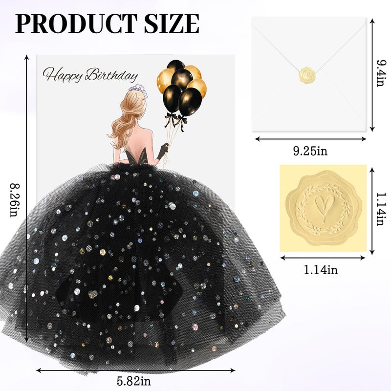 AYGXU 3D pop up birthday card,funny birthday cards for women,happy birthday card with skirt and envelope,personalized birth day cards for women daughter,mom,sister,girlfriend-black - Image 2