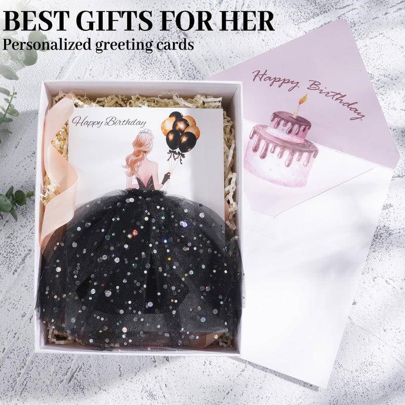 AYGXU 3D pop up birthday card,funny birthday cards for women,happy birthday card with skirt and envelope,personalized birth day cards for women daughter,mom,sister,girlfriend-black - Image 4