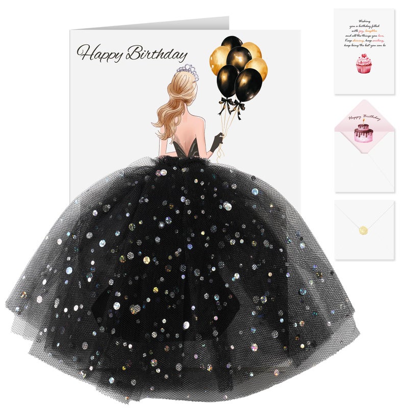 AYGXU 3D pop up birthday card,funny birthday cards for women,happy birthday card with skirt and envelope,personalized birth day cards for women daughter,mom,sister,girlfriend-black - Image 1
