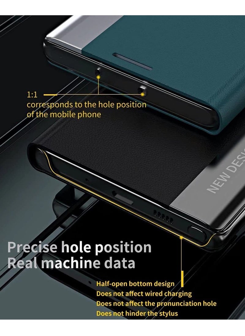erorex - Case Compatible With Galaxy S23 Ultra Slim Flip Anti Scratch Nano Adsorption Stand Function Cover Green - Image 1