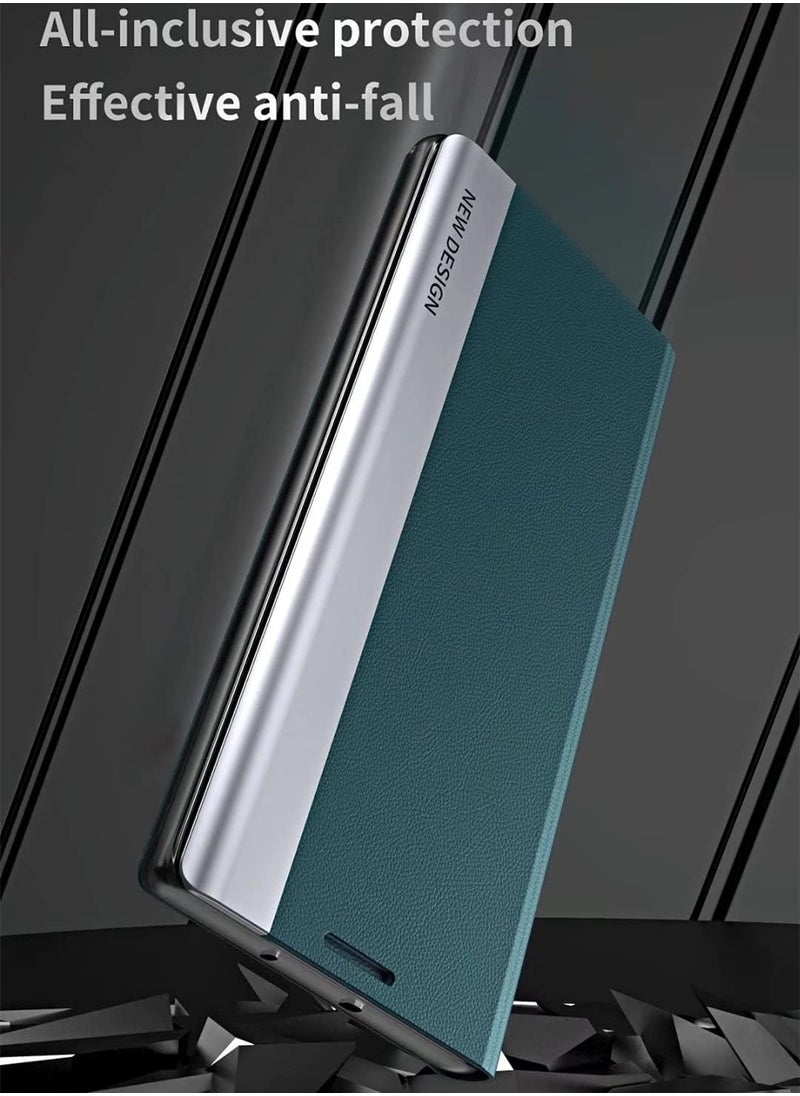 erorex - Case Compatible With Galaxy S23 Ultra Slim Flip Anti Scratch Nano Adsorption Stand Function Cover Green - Image 1