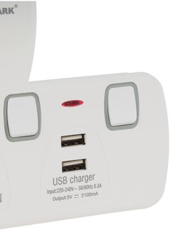 Olsenmark Olsenmark Universal Multi Plug Extension Socket Adapter with 2 USB, 3 Way Wall Charger Electrical Power Extender Outlet Charging Station  - Image 3