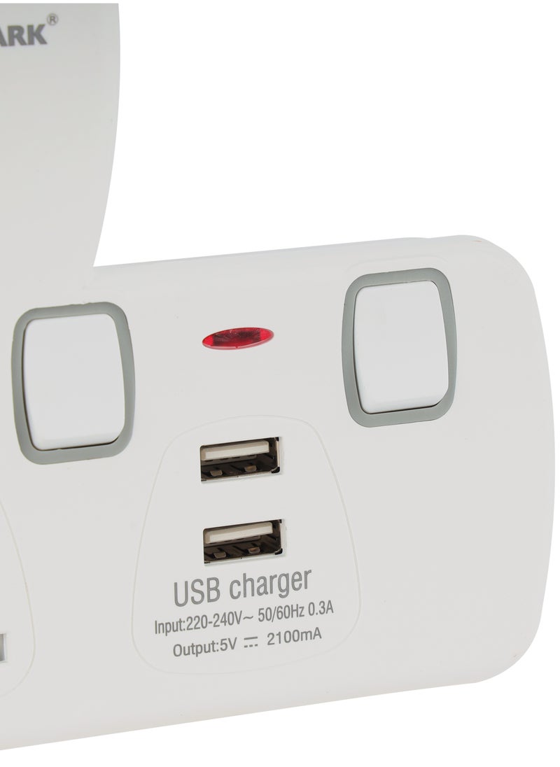 Olsenmark - Olsenmark Universal Multi Plug Extension Socket Adapter with 2 USB, 3 Way Wall Charger Electrical Power Extender Outlet Charging Station - Image 1