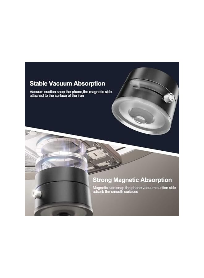 S-TOP Magnetic Car Phone Holder - 360° Rotatable & Foldable with Super-Strong Vacuum Suction, Multi-Scenario Use for Magsafe & Android Phones (Black, 2 Magnet Rings Included) - Image 2