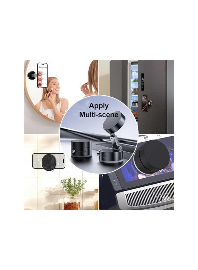 S-TOP Magnetic Car Phone Holder - 360° Rotatable & Foldable with Super-Strong Vacuum Suction, Multi-Scenario Use for Magsafe & Android Phones (Black, 2 Magnet Rings Included) - Image 4