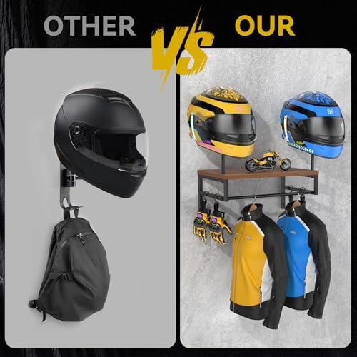 BORISI Helmet Holder Wall Mount Motorcycle Helmet Holder Helmet Stand with Motorcycle Accessories Helmet Rack for Display Wall Mount Motorcycle Gear Storage Rack - Image 3