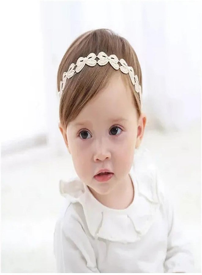 EvoNest Baby Girl Elegant Lace Headband | Soft Stylish Hair Accessory for Girls Newborns Infants Toddlers and Kids (6-12 Months) White - Image 1