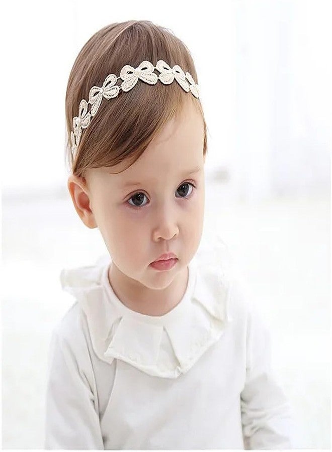EvoNest Baby Girl Elegant Lace Headband | Soft Stylish Hair Accessory for Girls Newborns Infants Toddlers and Kids (6-12 Months) White - Image 4