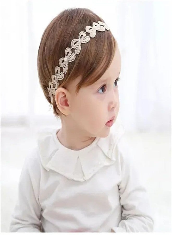 EvoNest Baby Girl Elegant Lace Headband | Soft Stylish Hair Accessory for Girls Newborns Infants Toddlers and Kids (6-12 Months) White - Image 2
