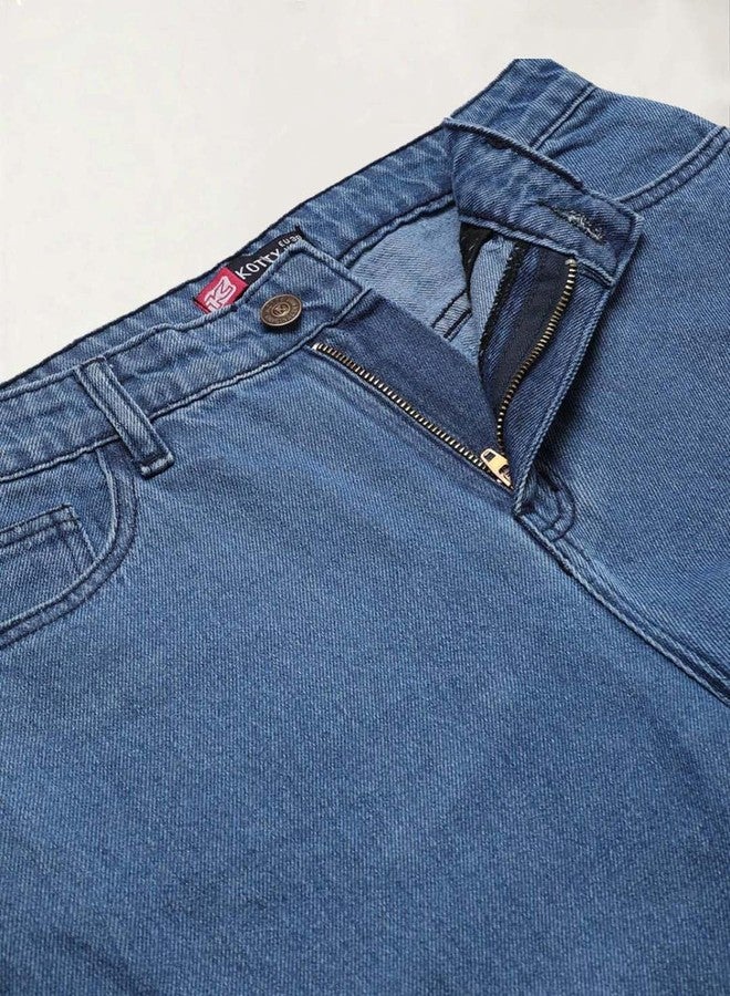 KOTTY Women High Rise Cotton Lycra Ankle Length Straight fit Cornflower Blue Solid Jeans (Cornflower Blue,32) - Image 3