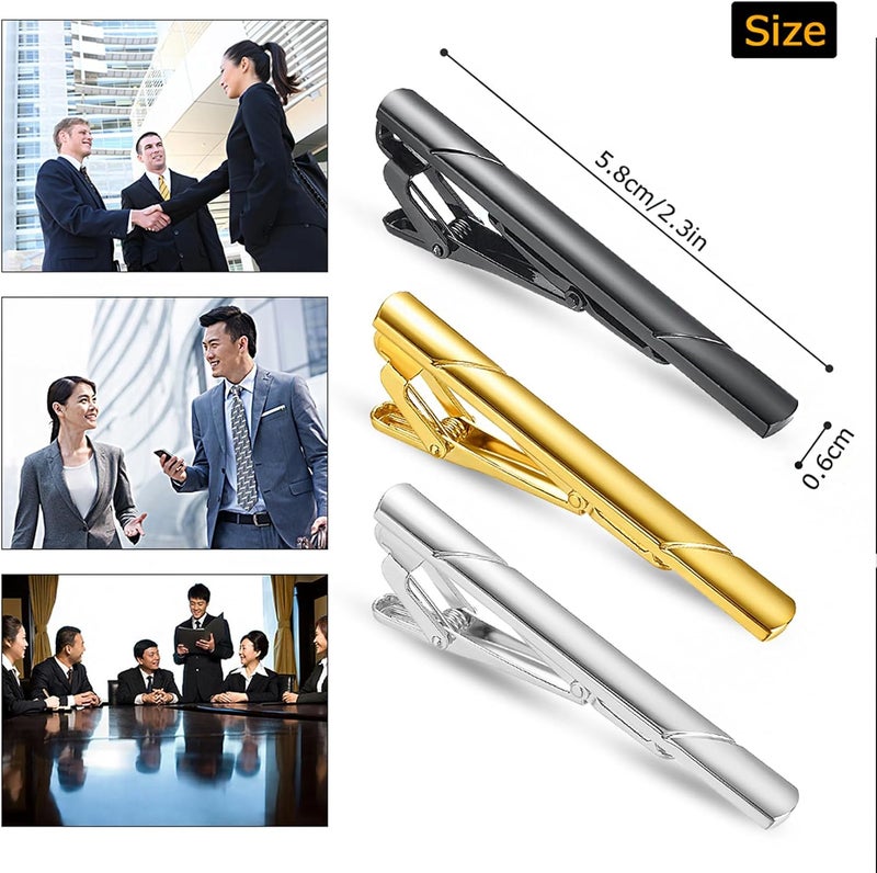 Roctee 4Pcs Tie Clips For Skinny Ties, Men's Tie Bars Set For Regular Ties, Premium Necktie Accessories Classic Tie Clasp Gift Stocking Stuffers For Men - Image 2