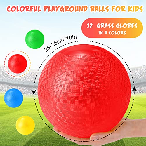 Jerify 12 Pcs Playground Balls Bulk 10 Inch Kickball Bouncy Balls for Kids Inflatable Bouncing Handball for Kids Adults Indoor Outdoor Games Gym Picnic Camp Yoga Exercise - Image 2