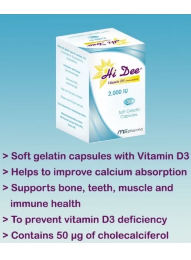 ms pharma Hi Dee Vitamin D3 2000 IU Soft Gelatin Capsules 30's - Image 2