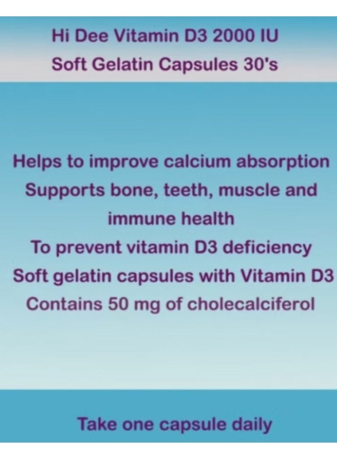ms pharma Hi Dee Vitamin D3 2000 IU Soft Gelatin Capsules 30's - Image 3