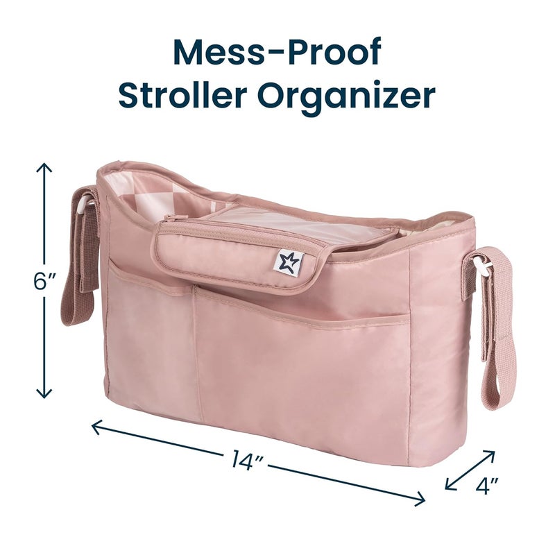 Tiny Twinkle Universal Stroller Organizer with Adjustable Strap  Waterproof Stroller Caddy Fits Baby Jogger Nuna Graco Donna and Bugaboo StrollersBlack - Image 3