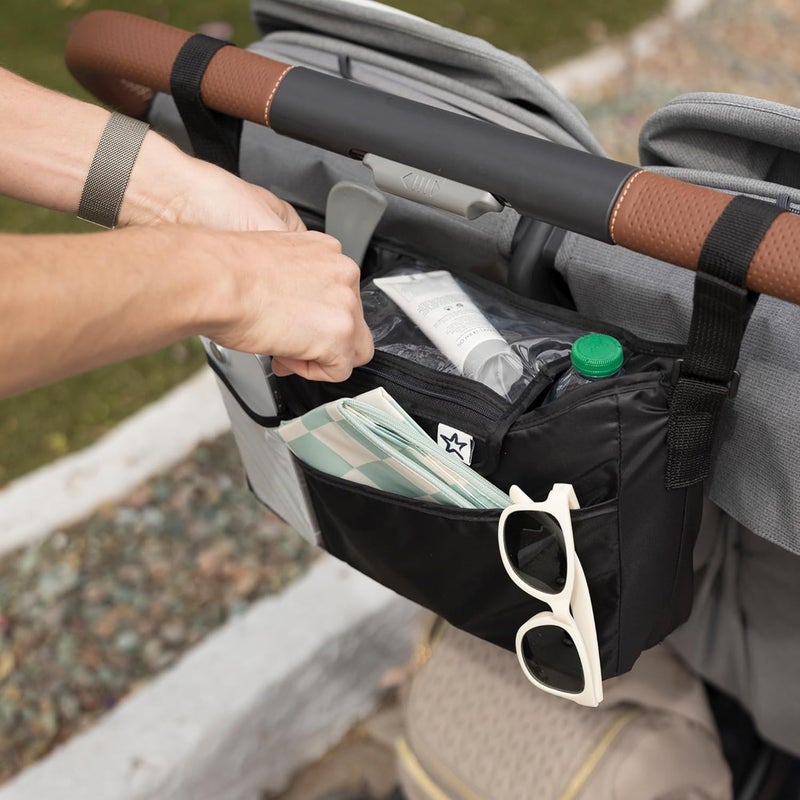 Tiny Twinkle Universal Stroller Organizer with Adjustable Strap  Waterproof Stroller Caddy Fits Baby Jogger Nuna Graco Donna and Bugaboo StrollersBlack - Image 2