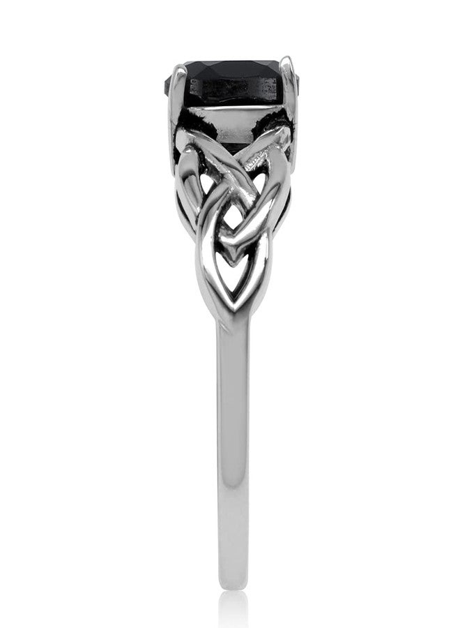 Silvershake 1.5 ct Natural 8X6mm Oval Black Onyx Stone 925 Sterling Silver Celtic Knot Solitaire Ring Jewelry Size 8.5 - Image 3