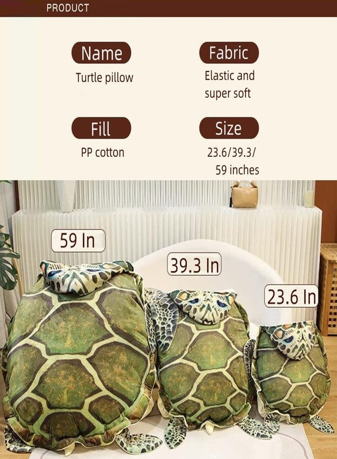 CARTBAE Creative Wearable Turtle Shell Pillows Soft and Breathable Turtle Pillows Plush Toy Party Cosplay Turtle Stuffed Animal,23.6 inches - Image 2