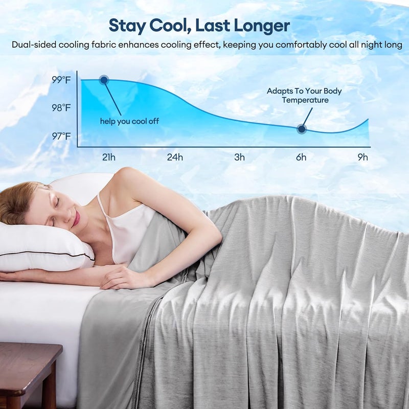 VFROO Cooling Blanket for Hot Sleepers King Size 108''×90'', Summer Blanket Thin Lightweight Breathable, Absorbs Sweat Heat to Keep Adults Cool, Cold Blanket for Sleeping on Bed Couch, Grey - Image 2