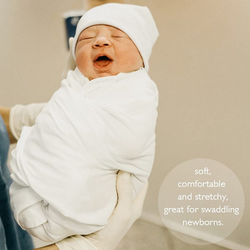 OWLOWLA Swaddle Blanket and Hat Set Newborn Swaddle Wrap Baby Receiving Blanket for Baby Boys Girls(Ivory) - Image 5